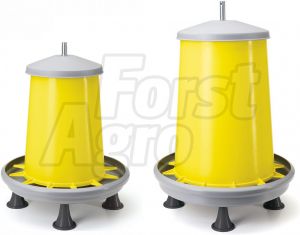 Krmítko tubusové závěsné plastové s víkem, s nožkami, žluté