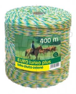 Eurolanko plus 3mm, 3x0,25Cu, bílo-žluto-zelené pro elektrický ohradník