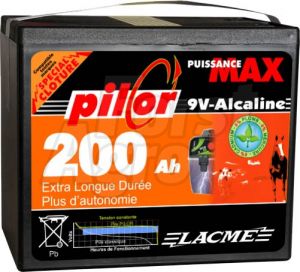 Alkalická baterie PILOR 9V/200Ah pro elektrický ohradník